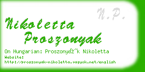 nikoletta proszonyak business card